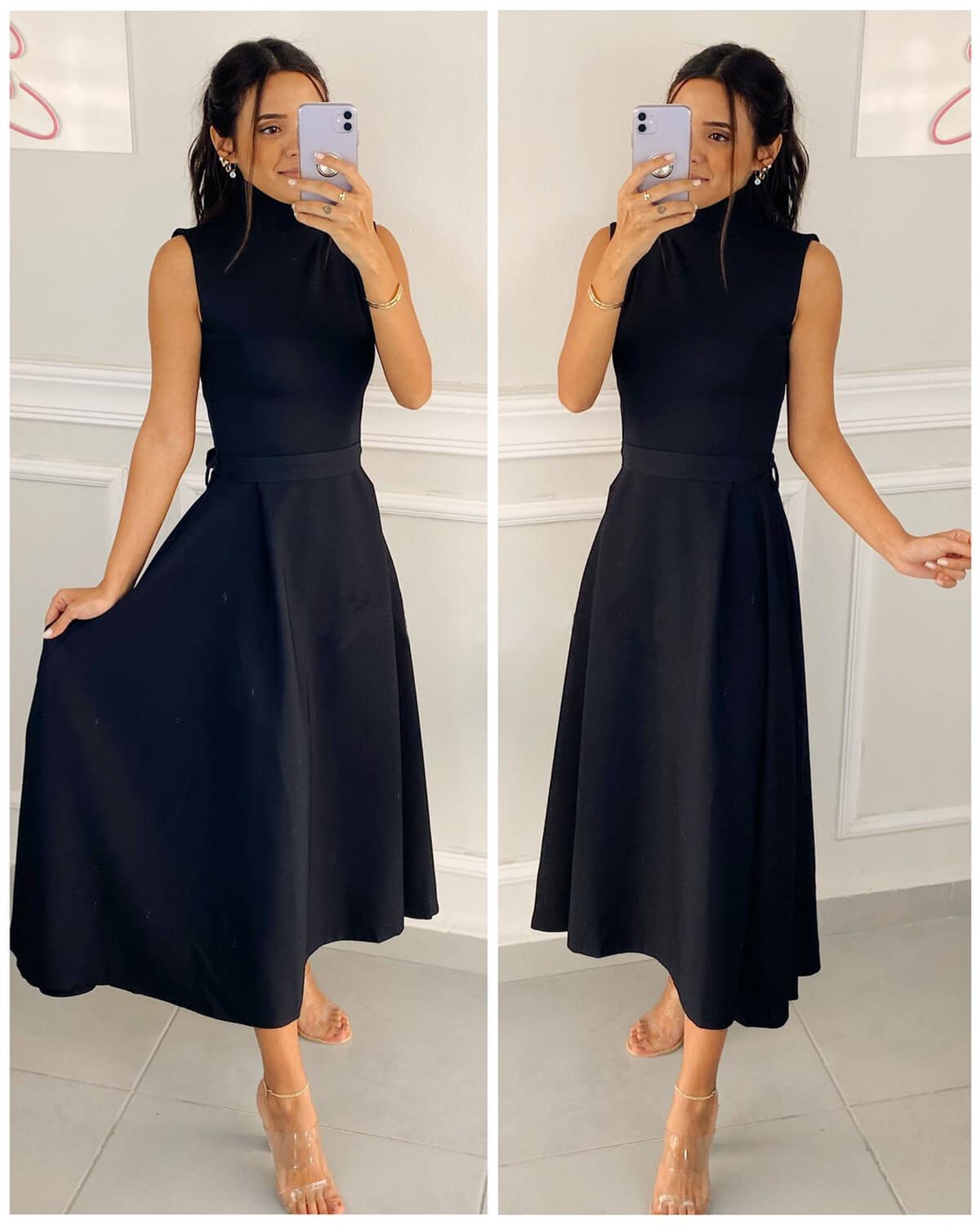 Sırt Kare Dekolte Siyah Elbise | Trend&Şık Tasarımlar | minetanbutik.com.tr