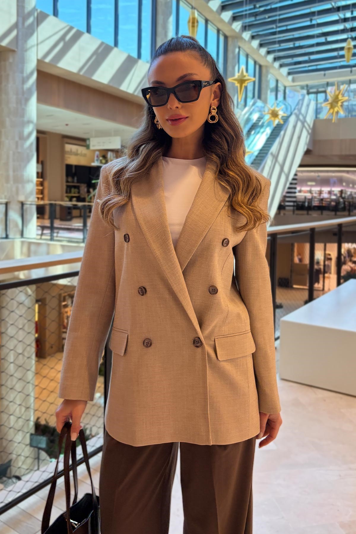 Süs Cepli Kareli Blazer Kadın Ceket · 8