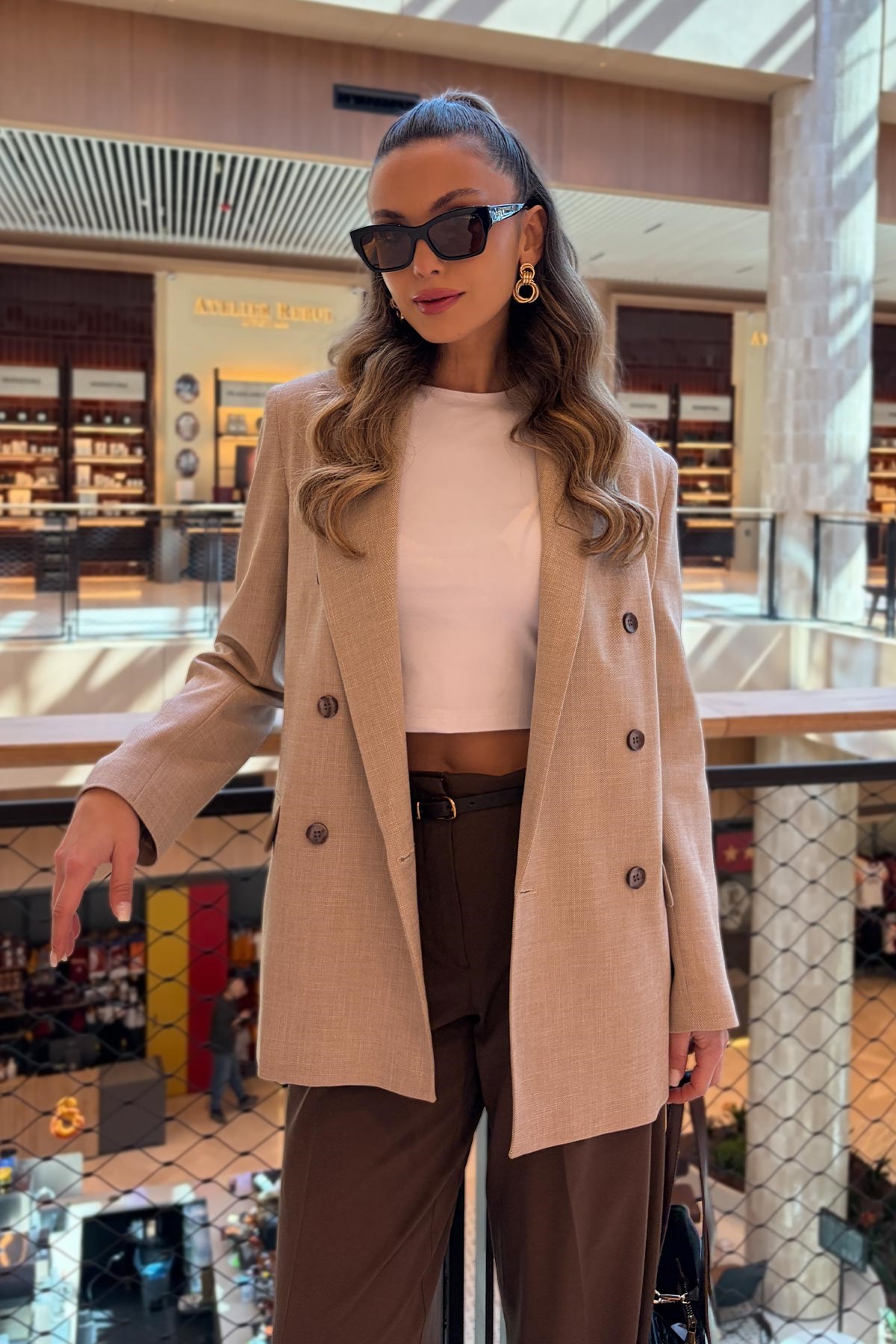 Süs Cepli Kareli Blazer Kadın Ceket · 9
