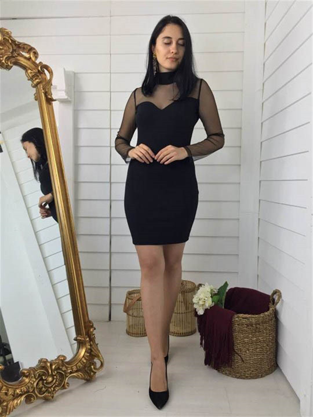 Transparan Siyah Kısa Elbise | Trend&Şık Tasarımlar | minetanbutik.com.tr