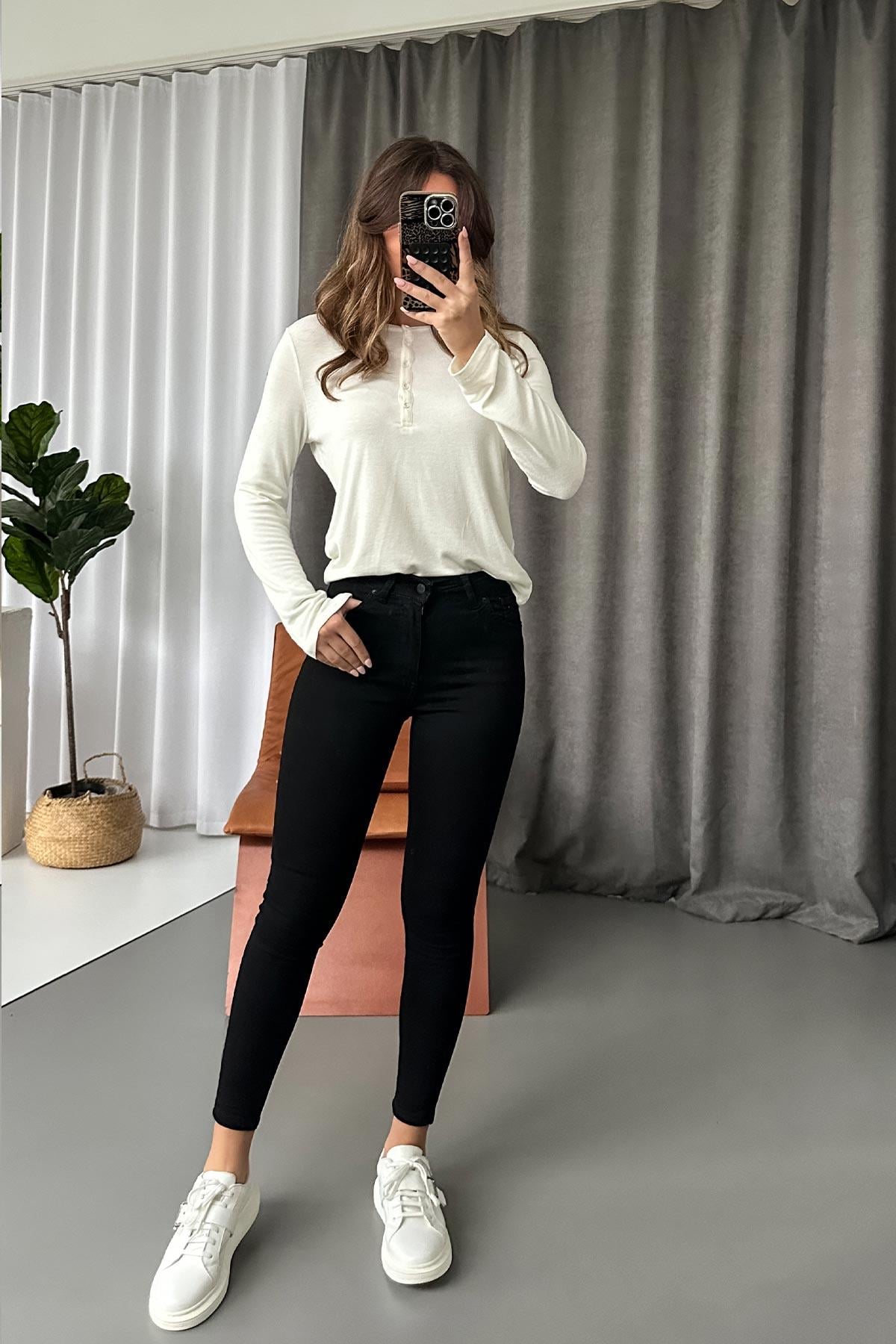 Yüksek Bel Likralı Skinny Jean - Siyah · 5