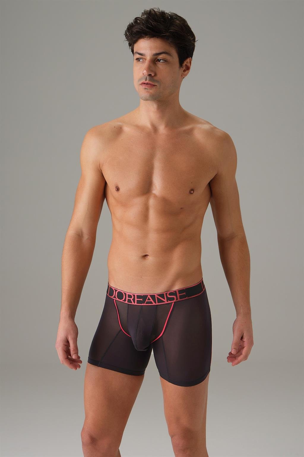DOREANSE Erkek Tül Detaylı Marka Baskı Bel Bantlı Boxer 1562
