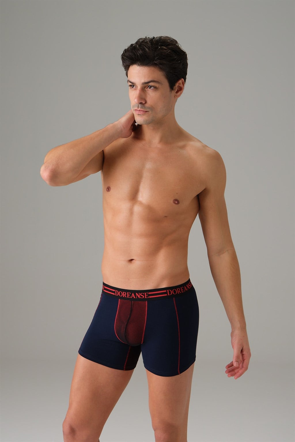 DOREANSE Erkek Siyah Kırmızı Detaylı Boxer 1752