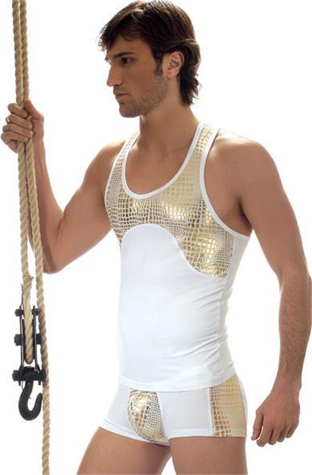 Doreanse Erkek Modal Beyaz Geniş Yaka Atlet 2055