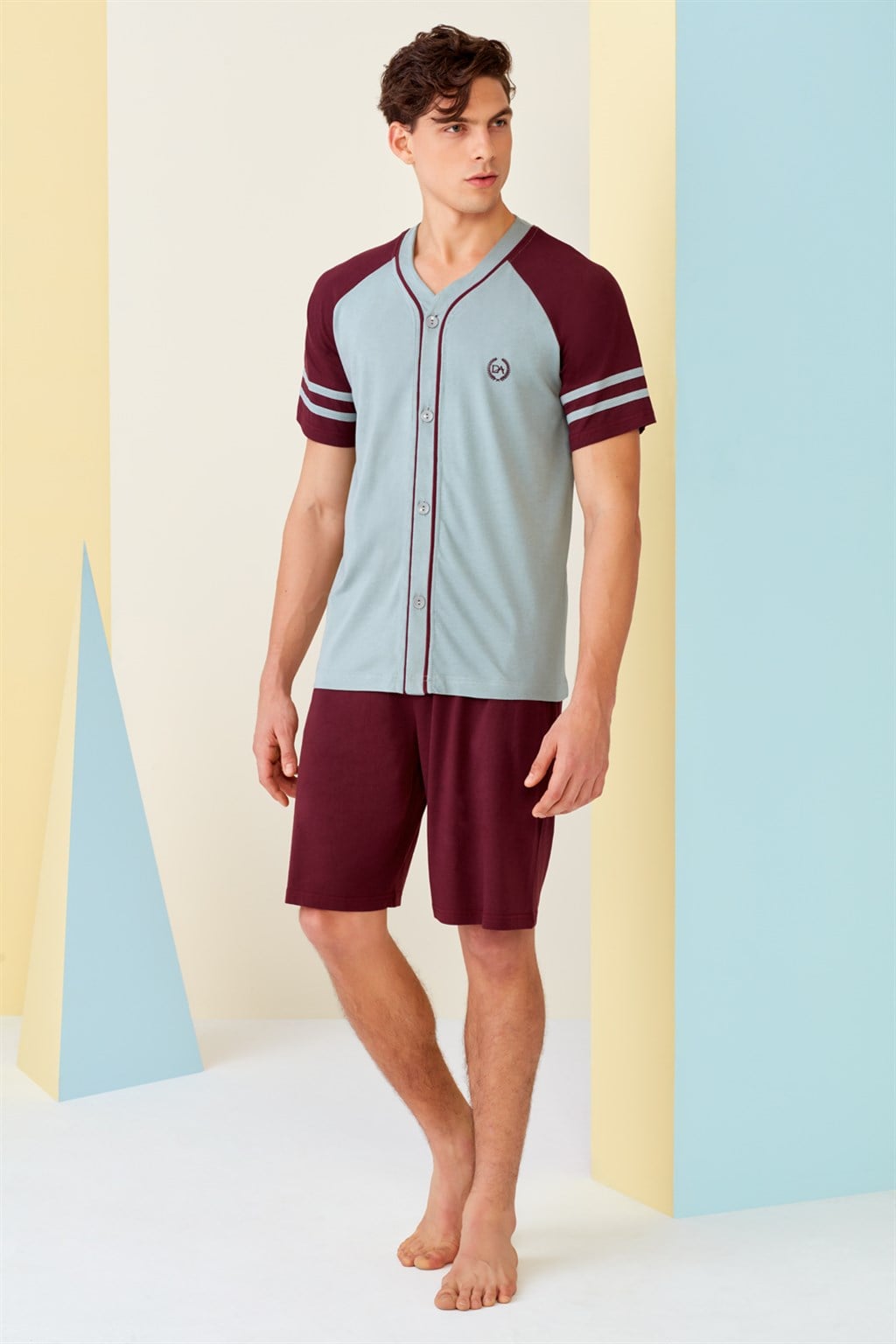 Doreanse Erkek Modal Kısa Kol Düğmeli Şort Pijama Takımı 4513