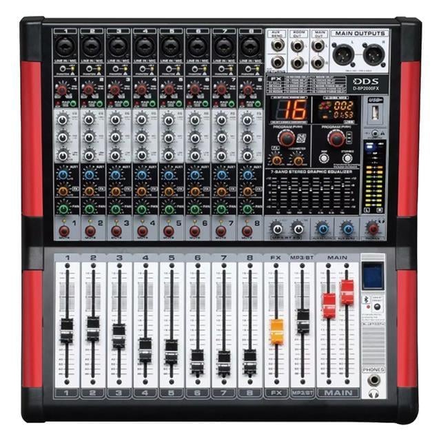 DDS D-8P2000 FX USB-SD-Bluetooth Destekli 2X1000 Watt 8 Kanal Power Mixer