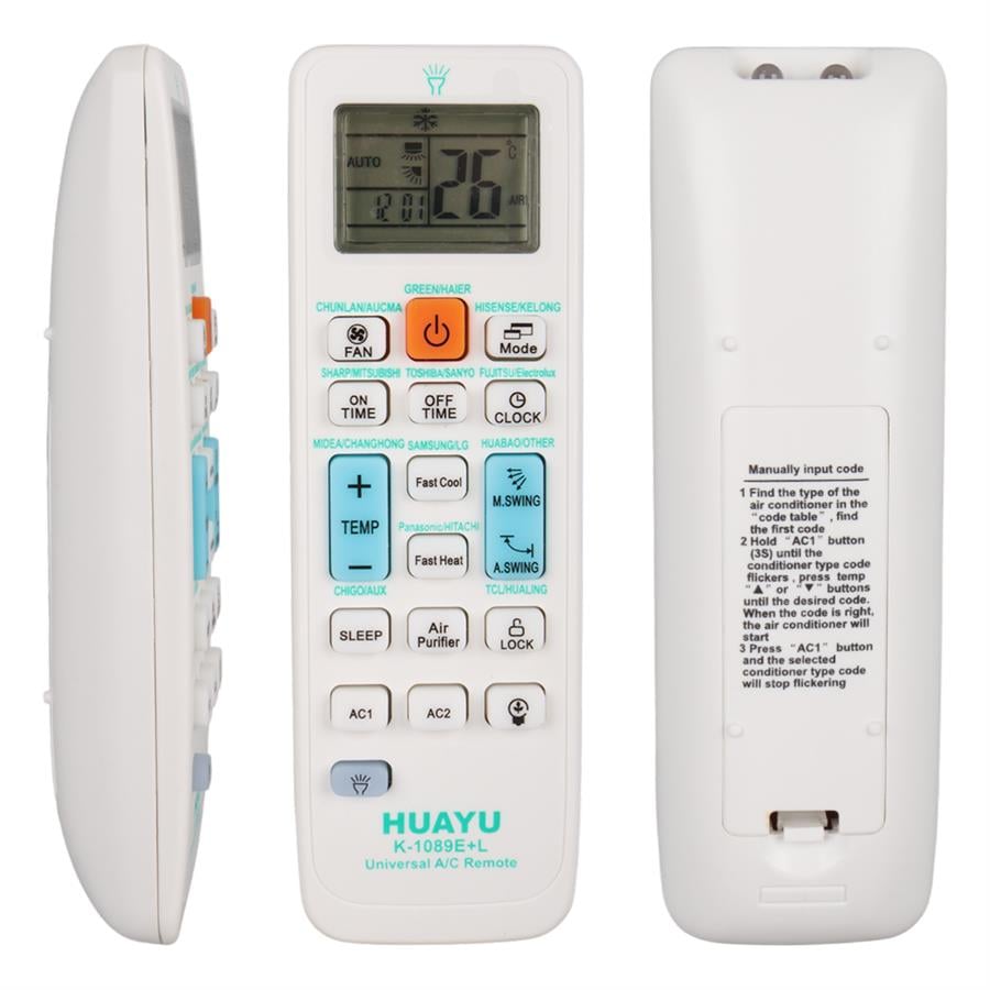 Huayu K-1089E+L Üniversal Akıllı Klima Kumandası LED Işıklı ve Geniş Uyumluluk