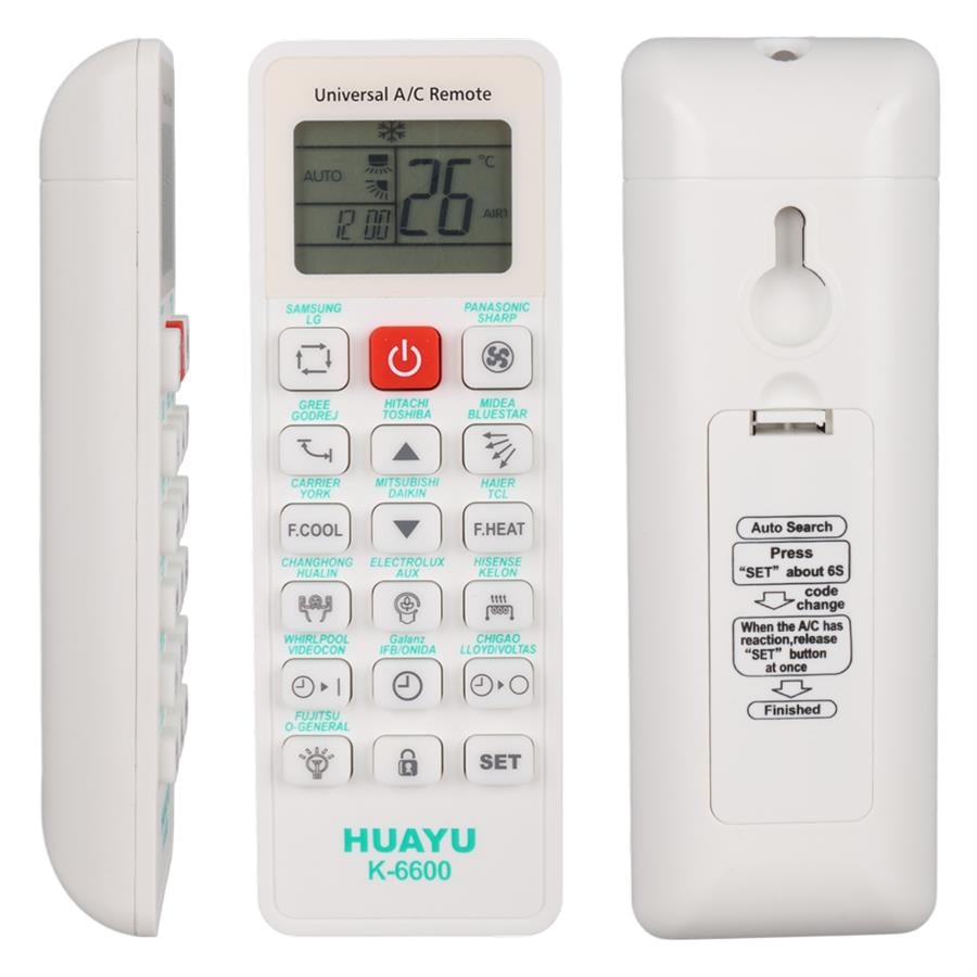 Huayu K-6600 Üniversal Akıllı Klima Kumandası 99% Uyumluluk LCD Ekranlı