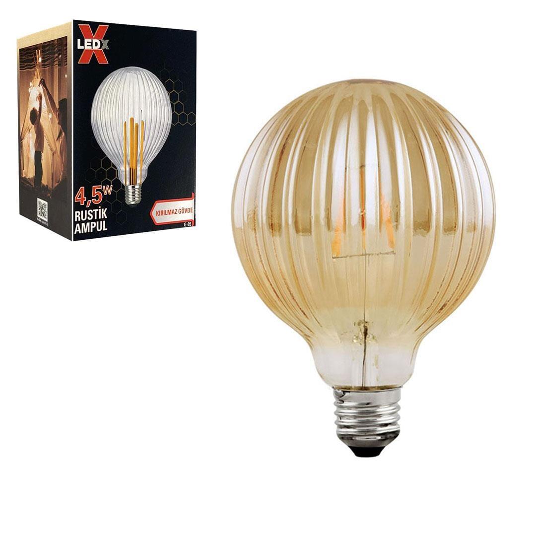 Ledx G-95 Kırılmaz Gövde 4,5 Watt Çizgili Rustik Ampul