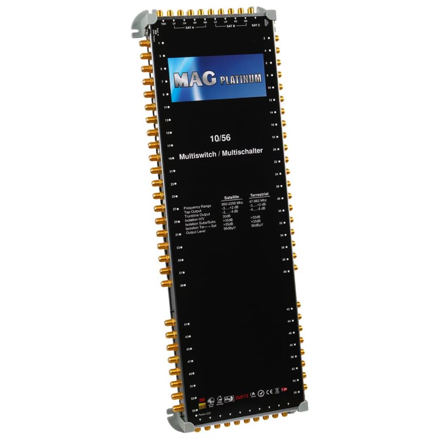 MAG Platinum MP 10/56 Multiswitch - 10 Giriş 56 Çıkışlı Merkezi Uydu Santrali Hybrid 4K ve 3D Destekli