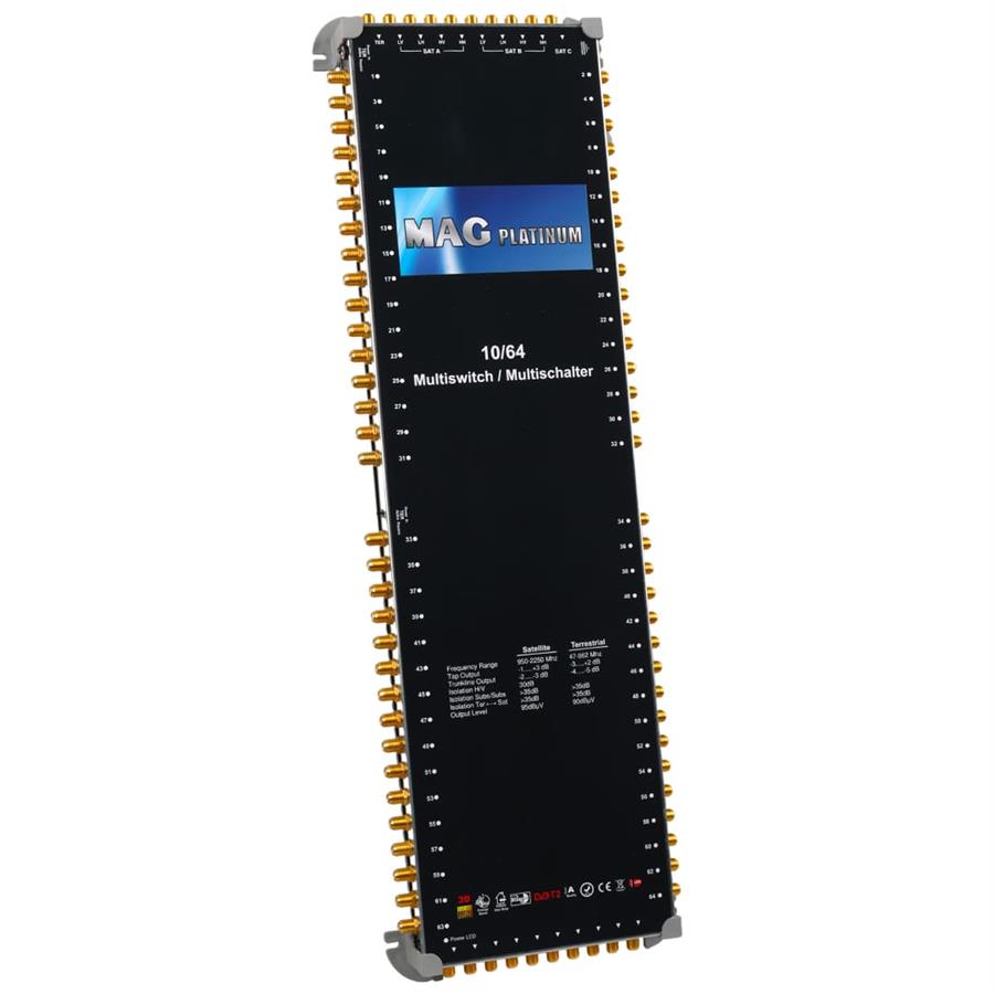 MAG Platinum MP 10/64 Multiswitch - 10 Giriş 64 Çıkışlı Merkezi Uydu Santrali Hybrid 4K ve 3D Destekli