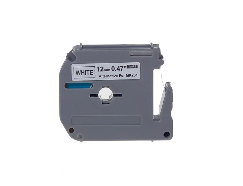 PRINTPEN BROTHER P-Touch M12-K231 M-TAPE BEYAZ KAGIT ETIKETE SIYAH (12mm x 8m)