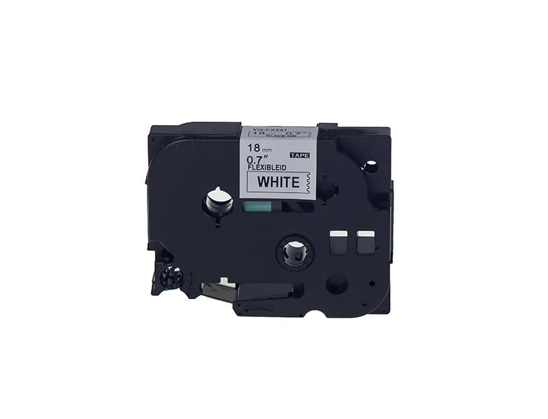 PRINTPEN BROTHER P-Touch TZE-FX241 BEYAZ ESNEK ETIKETE SIYAH (18mm x 8m)