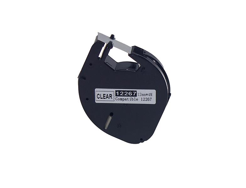 PRINTPEN DYMO LetraTag 12267 PLASTÝK ÞEFFAF ETÝKETE SÝYAH (12268/S0721530) (12mm x 4M) 