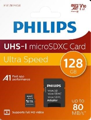Philips FM12MP45B/00 128GB Class10 UHS-I U1 TF Adaptörlü Micro SDXC Hafıza Kartı