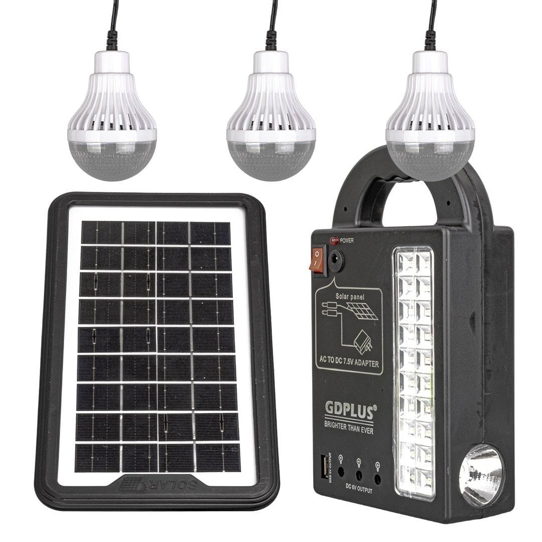 PowerMaster GD-999 Güneş Enerjili Solar Aydınlatma Sistemi 3 Ampullü Powerbank Özellikli Taşınabilir Kamp Seti