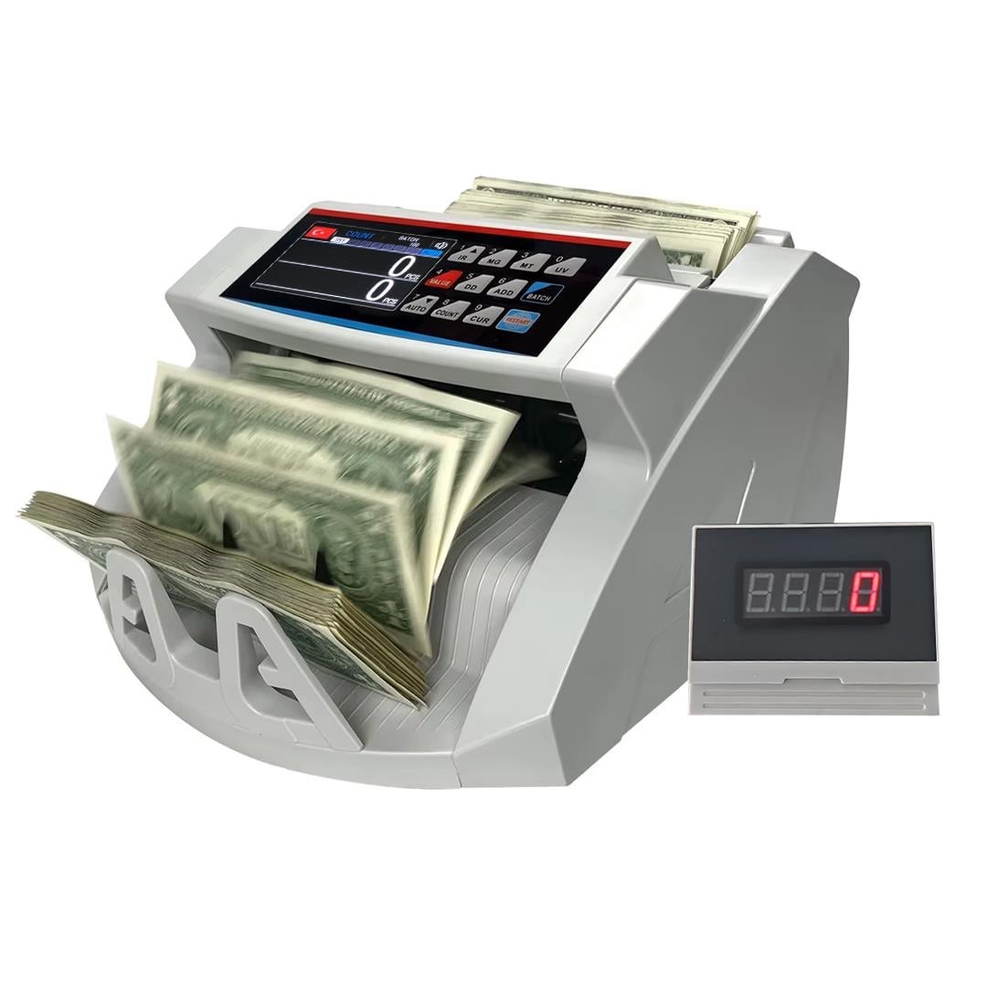 PowerMaster PM-25068 TRY-EUR-USD Sesli Karışık Ve Adet Para Sayma Makinesi Harici Ekranlı 80W 60db AC100-240V