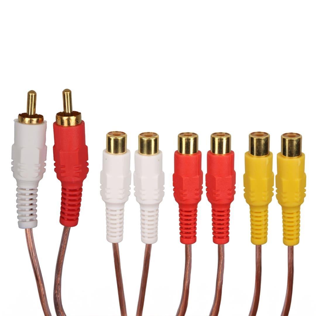 Powermaster PM-24208 2 RCA Erkek - 6 RCA Dişi Ses Çoklayıcı Kablo 40cm Zırhlı Dağıtıcı