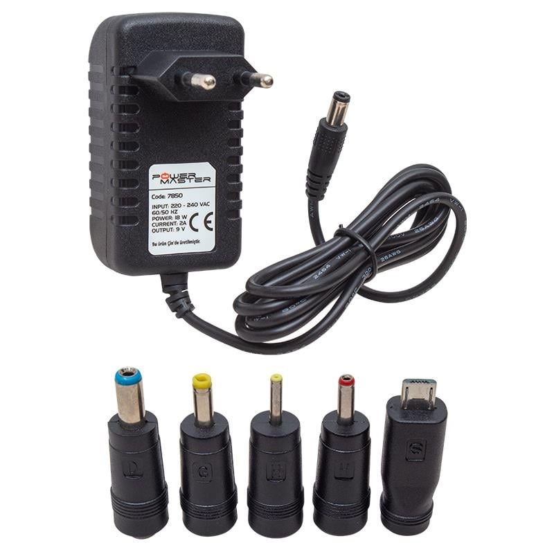 Powermaster PM-7850 9 Volt - 2 Amper 5 Uçlu Universal Tablet Pc Adaptörü