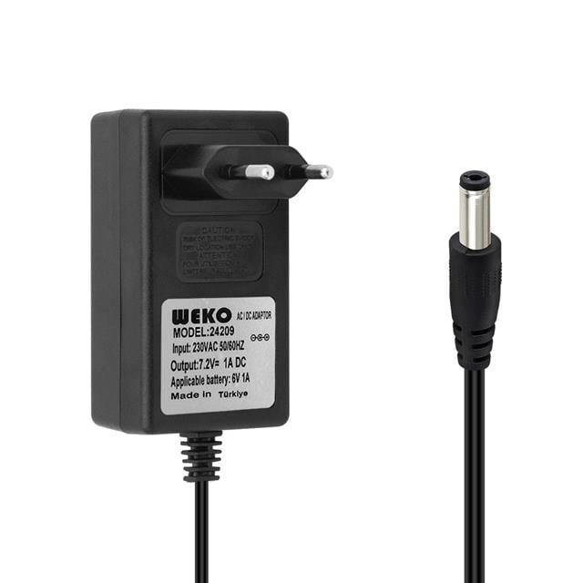 Weko 7.2Volt - 1Amper 5.5X2.5 Uçlu Ledli Yerli Üretim Priz Tipi Adaptör