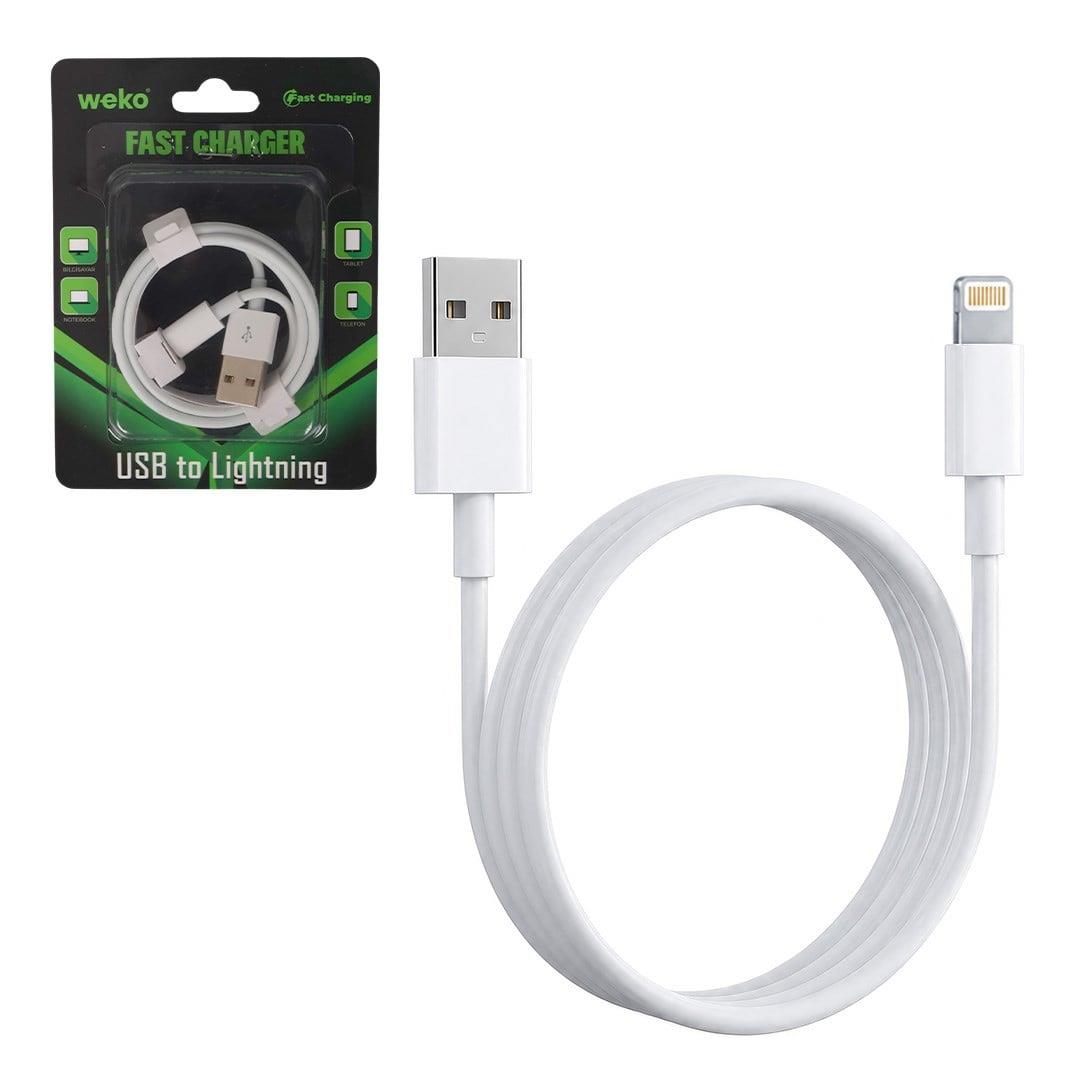 Weko WK-29905 Beyaz 1 Metre Usb to Lightning Şarj - Data Aktarım Kablosu