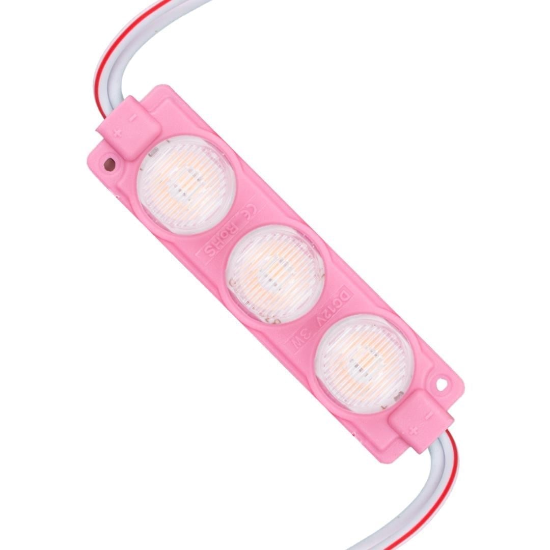 12 Volt 3 Watt Pembe LED Modül - 74x20 mm - 3030 Çip