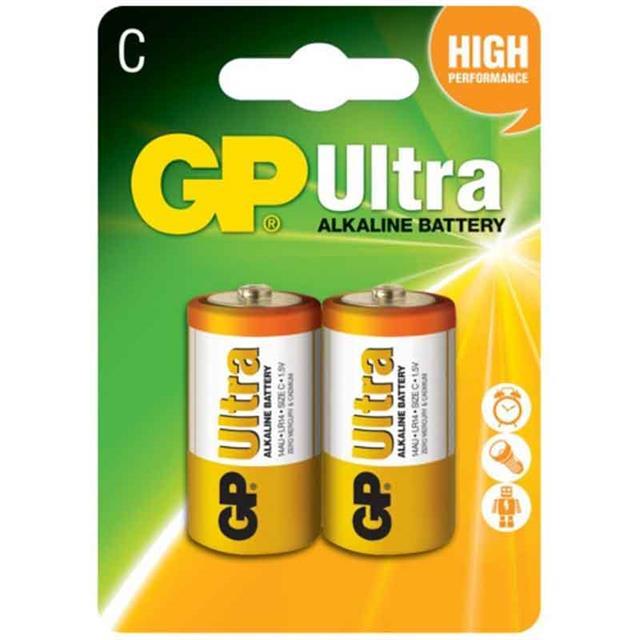 GP 14AU Ultra Alkalin Orta C Boy 2'Li Pil