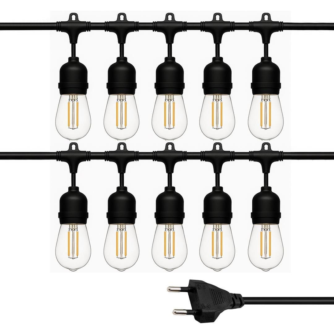 Ledx KB00002 10'lu E27 Duy Sıralı 10 Metre Lamba Kablosu (10 Adet Duy İçerir)