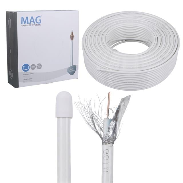 Mag RG6-U4 Bakır SAT1 Anten Kablosu 100 Mt