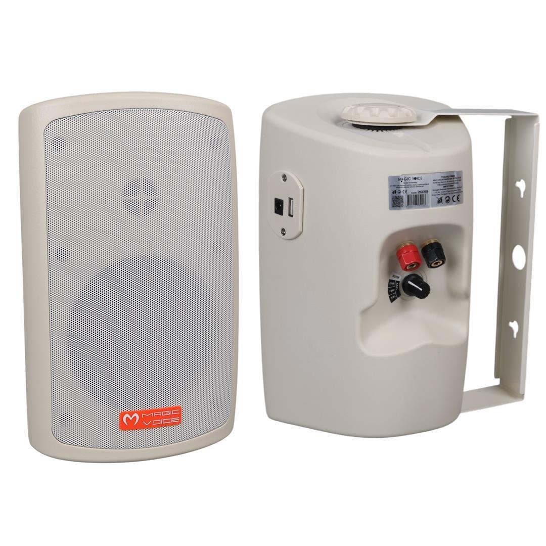 MagicVoice MV-36 11 CM 50 Watt Komütatörlü Hat Trafolu Krem Beyaz Sütun Hoparlör (2'li Takım)