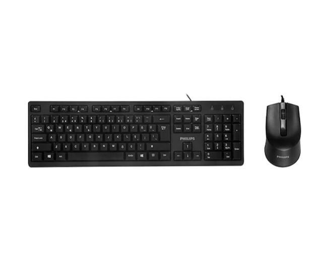 Philips SPT6234B USB 1.2 Metre Kablolu Ofis Tipi Siyah Numpadli Türkçe Q Klavye Mouse Seti