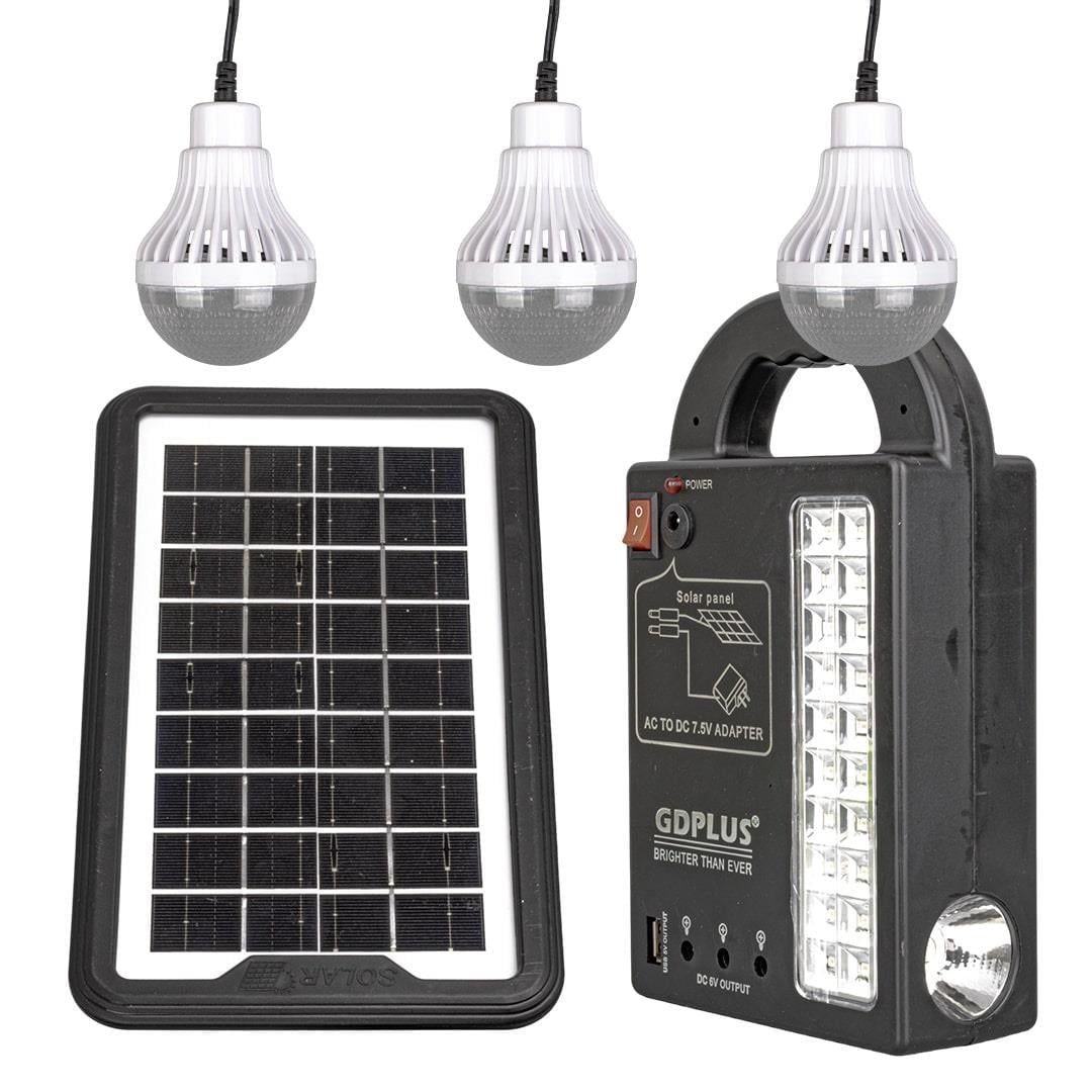 PowerMaster GD-999 Güneş Enerjili Solar Aydınlatma Sistemi 3 Ampullü Powerbank Özellikli Taşınabilir Kamp Seti