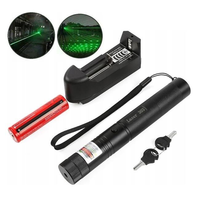 Powermaster OM-120118650 Pilli Şarjlı Anahtar Emniyetli Yeşil Lazer Pointer (50 KM)