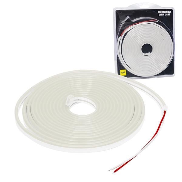 Powermaster PM-19652 Silikon Kaplamalı 12 Volt 5 Metre Beyaz Neon Led Şerit Aydınlatma