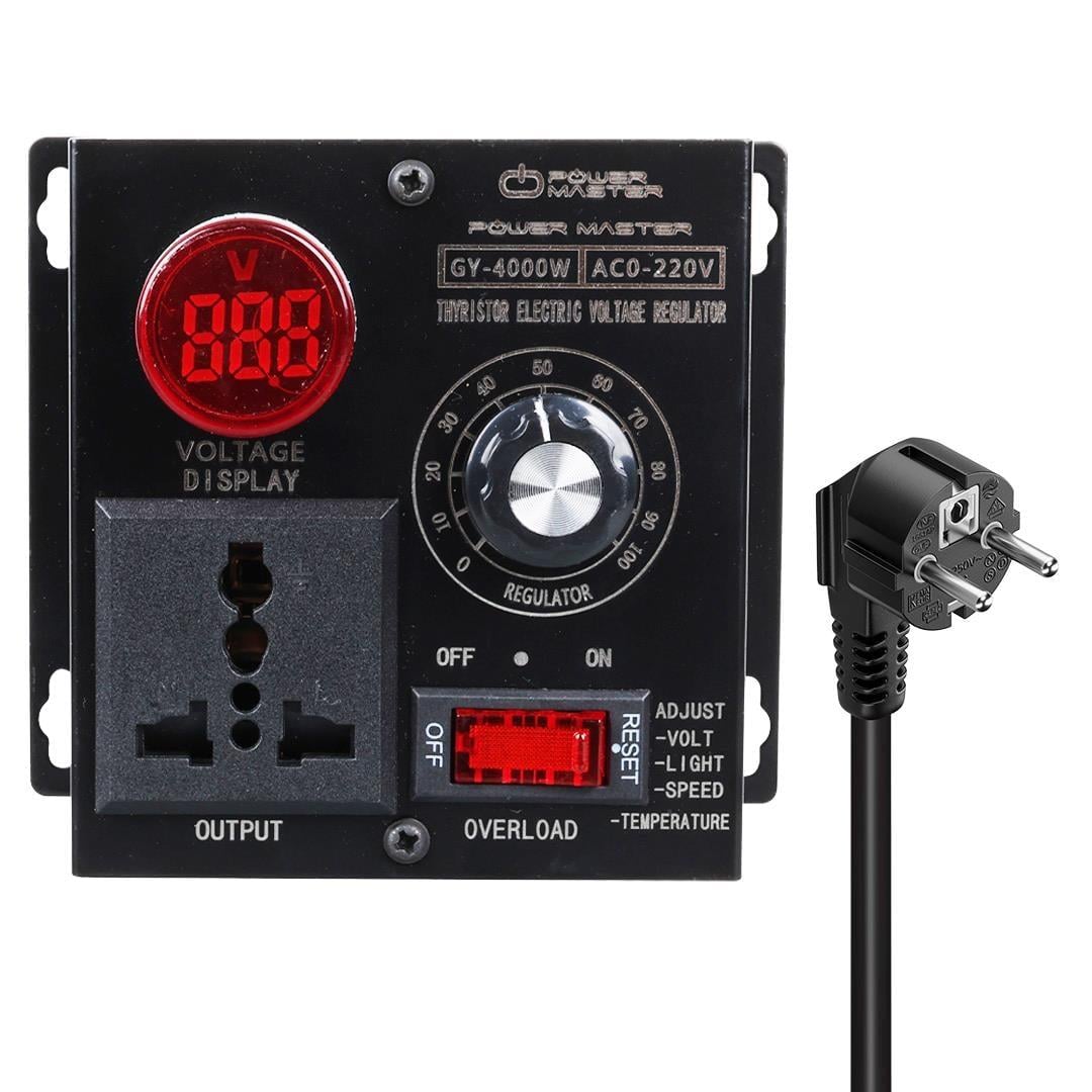 PowerMaster PM-21013 10-100V AC 4000 Watt 15A Hız Işık Kontrolü Motor Sürücü Voltaj Regülatör
