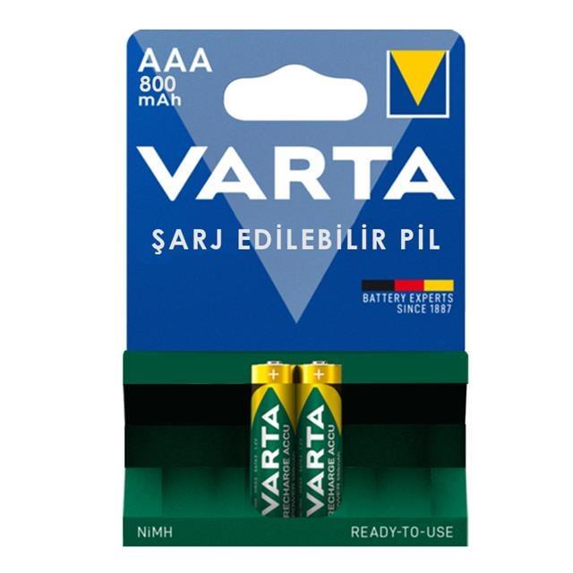 Varta 56703 1.2V 800 Mah Şarjlı AAA İnce Kalem Pil (2'Li Paket)