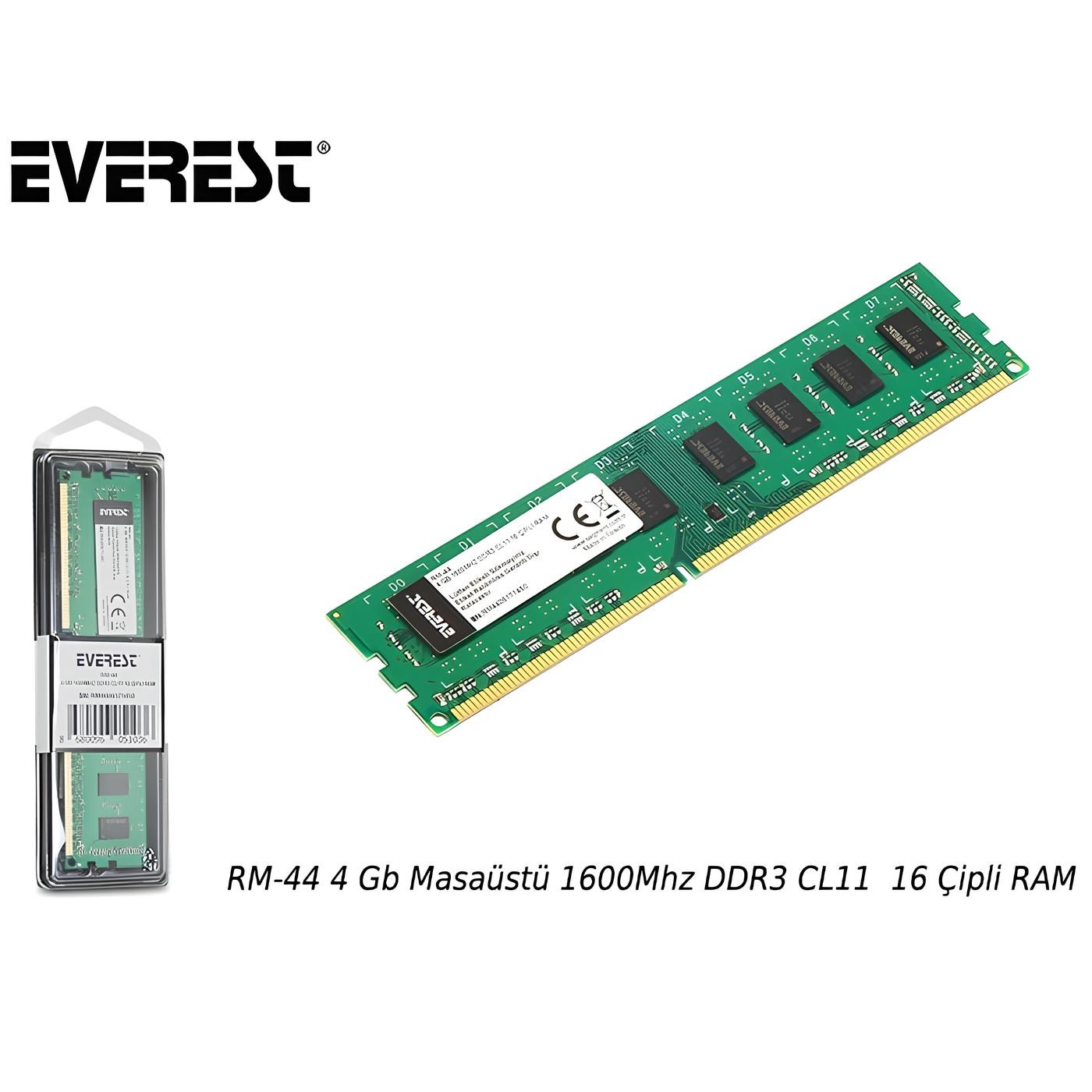 YENİLENMİŞ EVEREST RM-44 DDR3 1600MHZ RAMEVERESTYENİLENMİŞ EVEREST RM-44 DDR3 1600MHZ RAM