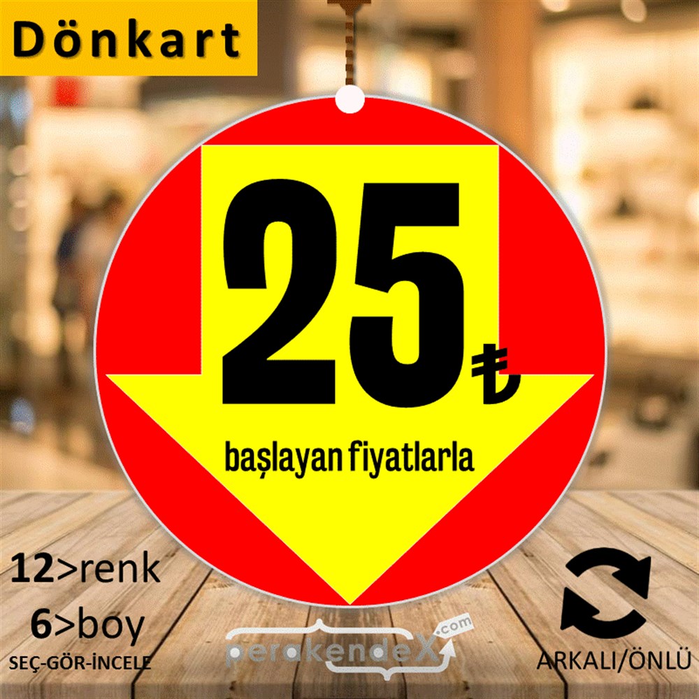 25 Tl Den Başlayan Fiyatlarla Fiyatlık DÖNKART -oval,çift yön baskı