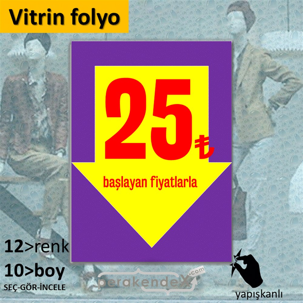 25 Tl Den Başlayan Fiyatlarla Fiyatlık VİTRİN - CAM FOLYO,  VİNİL -dikdörtgen,tek yön baskı
