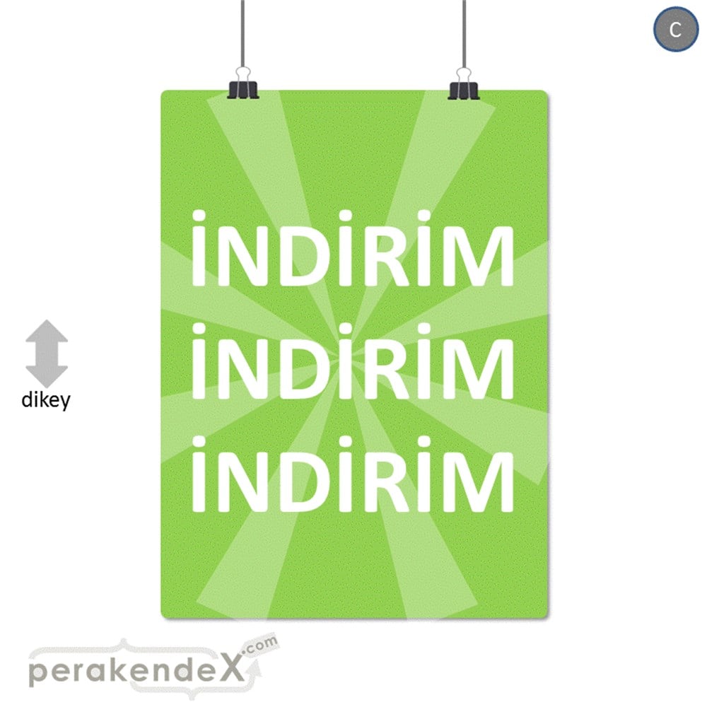 3X indirim SERT PLASTİK POSTER -dikdörtgen,tek yön baskı