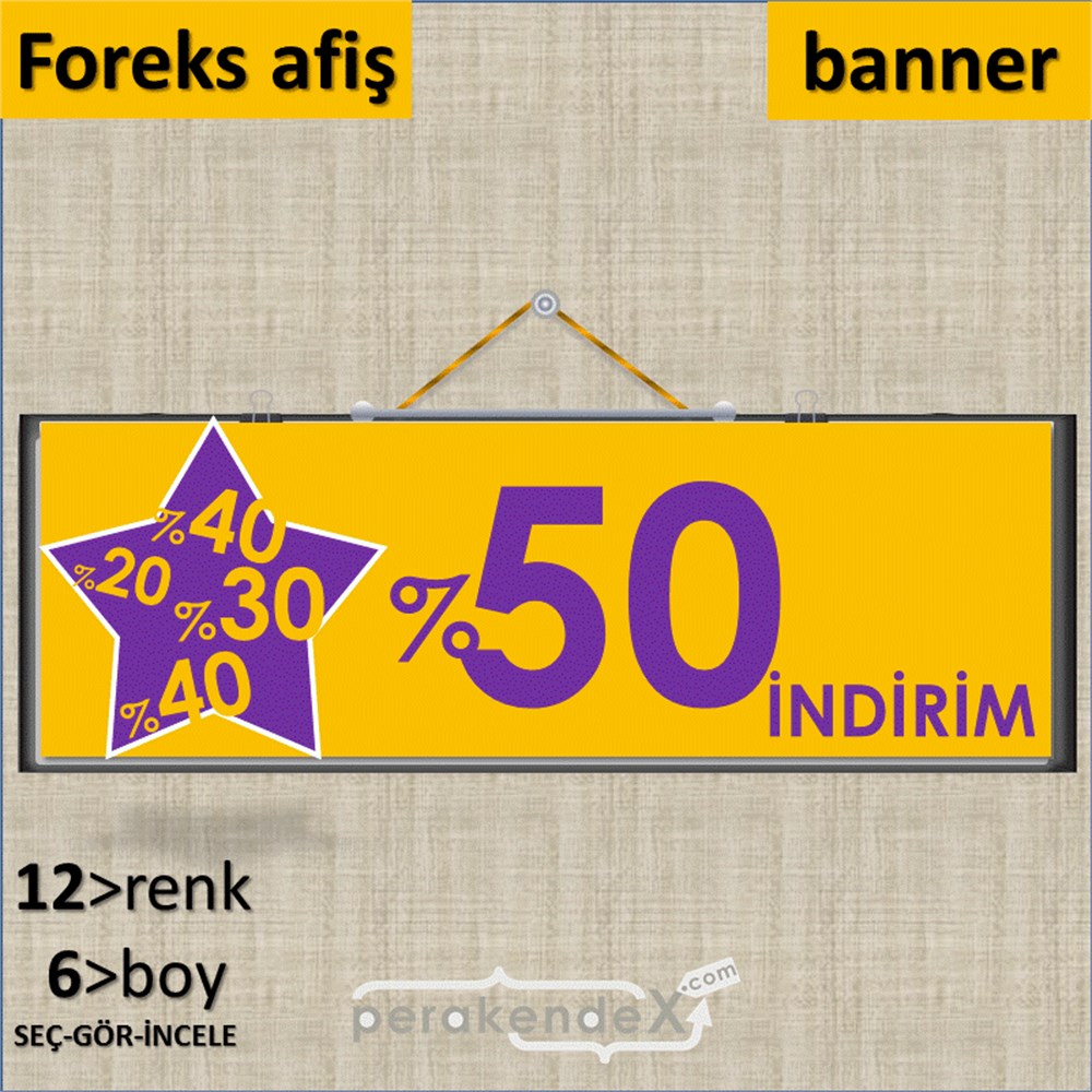 %50'Ye Kadar İndirim Yıldızlı Kademeli SERT PLASTİK POSTER,  AFİŞ (BANNER) -dikdörtgen,tek yön baskı