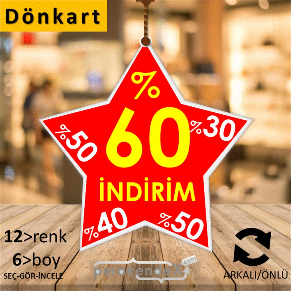 %60'A Kadar İndirim Yıldızlı Kademeli DÖNKART -yıldız,çift yön baskı