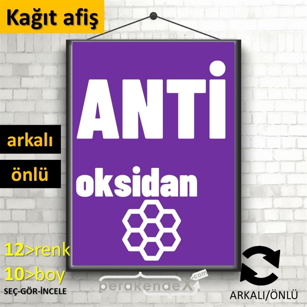 Antioksidan Yazısı KAĞIT POSTER,  AFİŞ -dikdörtgen,çift yön baskıkağıt poster,  afiş