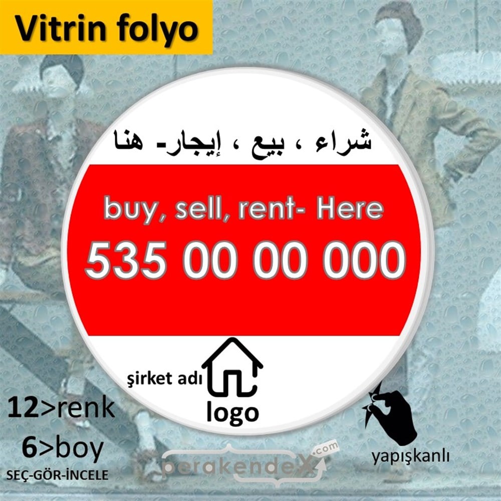 Arapça Al & Sat & Kirala Yazısı 004 VİTRİN - CAM FOLYO,  VİNİL -oval,tek yön baskıvitrin - cam folyo,  vinil