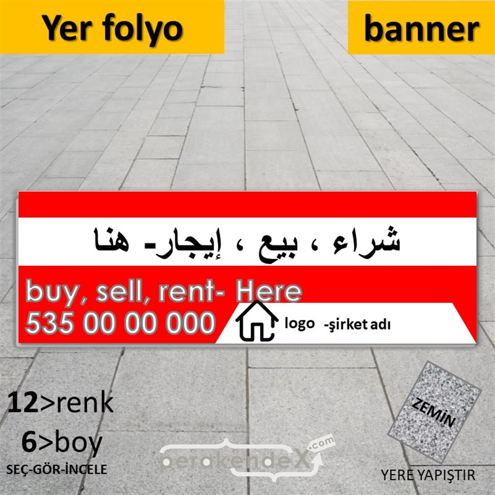 Arapça Al & Sat & Kirala Yazısı 004 YER - ZEMİN FOLYO,  VİNİL (BANNER) -dikdörtgen,tek yön baskıyer - zemin folyo,  vinil