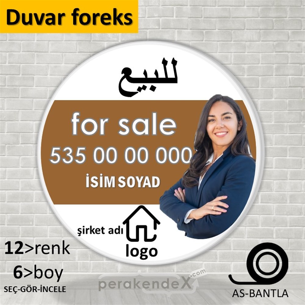 Arapça Satılık Yazısı 102 SERT PLASTİK POSTER,  AFİŞ -oval,tek yön baskısert plastik poster,  afiş