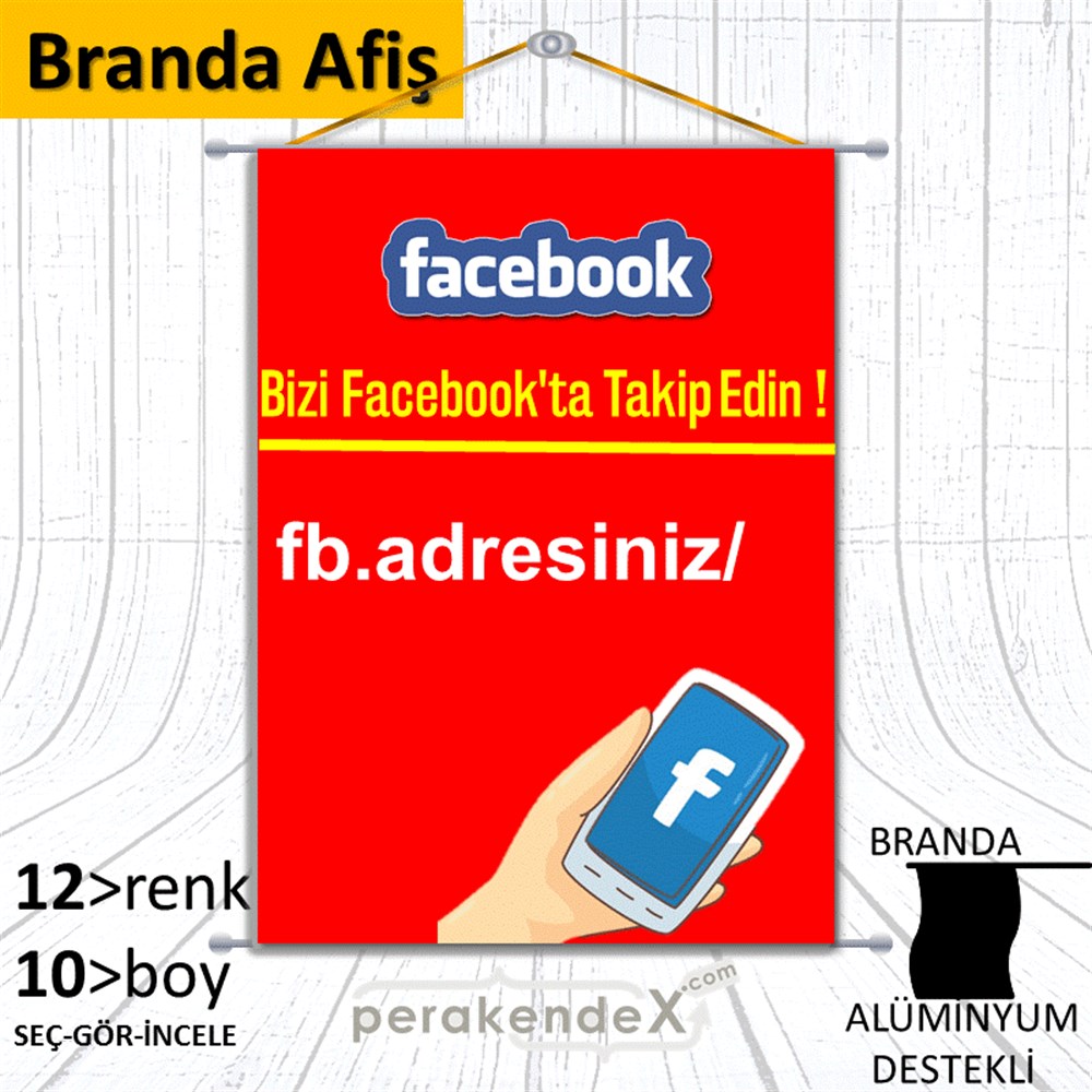 Bizi Facebook'Da Takip Edin ! BRANDA POSTER,  AFİŞ -dikdörtgen,tek yön baskı