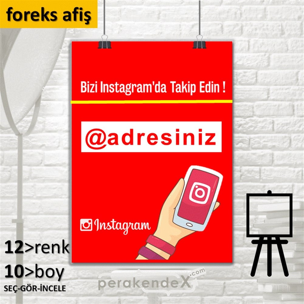Bizi Instagram'Da Takip Edin ! SERT PLASTİK POSTER,  AFİŞ -dikdörtgen,tek yön baskı