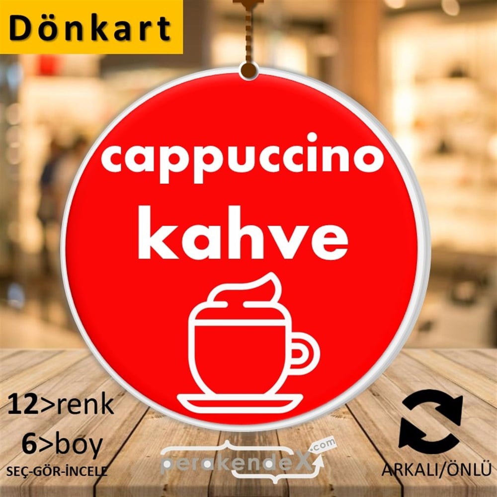 Cappuccino Kahve DÖNKART -oval,çift yön baskıdön-kart