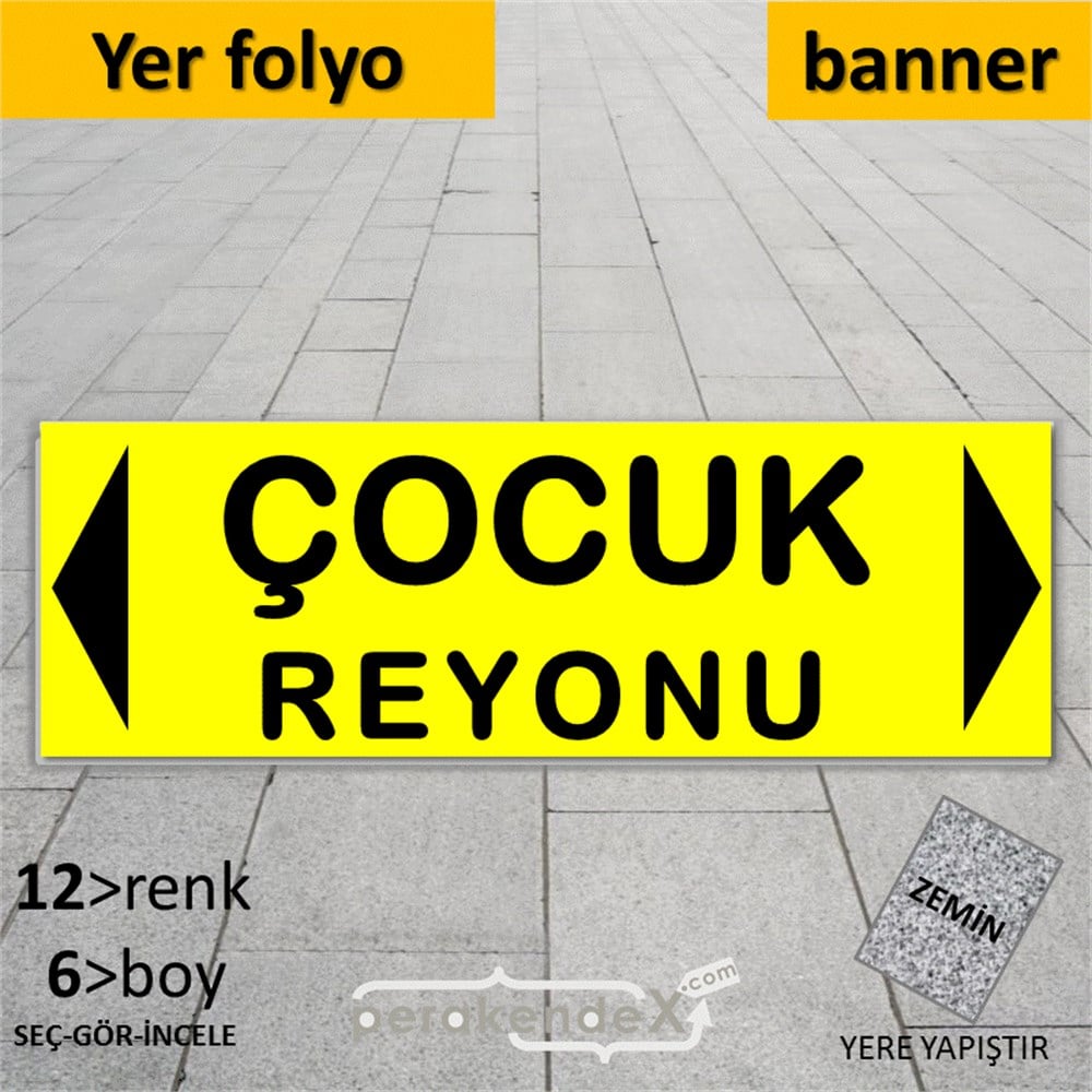 çocuk reyonu yönlendirme YER ZEMİNE YAPIŞAN BANNER -dikdörtgen,tek yön baskı
